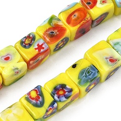 Желтый Бусины ручной работы тысячецветник бисера, кубические, желтые, 9~11x10x10~11 мм, отверстие : 1.2~1.4 мм