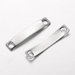 Stainless Steel Color 304 Stainless Steel Links connectors, Rectangle, Stainless Steel Color, 38.5x7x1mm, Hole: 4x4mm