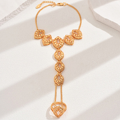 Цветок Винтажные латунные браслеты с полыми звеньями для женщин, реальный 18 k позолоченный, цветок, 8-1/4 дюйм (21 см)