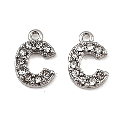 Letter C 304 из нержавеющей стали амулеты горный хрусталь, цвет нержавеющей стали, буква С, 9.5x6.5x2, отверстие : 1 мм