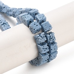 Светло-Голубой Нити синтетических бусин, окрашенных в лавовый камень, кубические, Небесно-голубой, 4~5x4~4.5x4~4.5 мм, отверстие : 1 мм, около 82 шт / нитка, 15.08'' (38.3 см)