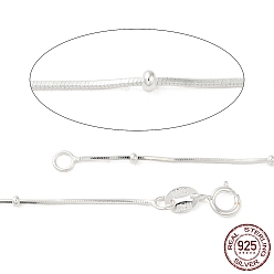 Silver Sterling Silver Snake Chain Necklaces, with Beads, with 925 Stamp, Silver, 18 inch (45mm), 0.7mm