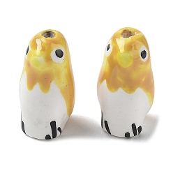 Золотистый Фарфоровые бусины ручной работы, попугаи, пастельный фарфор, золотые, 20x11x11.5 мм, отверстие : 2 мм
