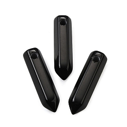 Обсидиан Подвески из натурального обсидиана, подвески с гранеными пулями, 40~41x10.5x9.5 мм, отверстие : 3 мм