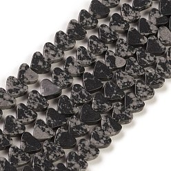 Snowflake Obsidian Natural Snowflake Obsidian Beads Strands, Heart, 7~7.5mm, Hole: 0.6mm, about 62pcs/strand, 14.80''~15''(37.6~38.1cm)