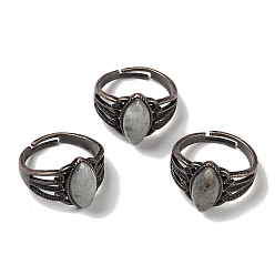 Лабрадорита Регулируемые кольца из натурального лабрадорита с конским глазом, без свинца и без кадмия, латунные кольца на палец с красной медью для женщин и мужчин, внутренний диаметр: 19 мм