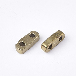 Golden Plated Electroplate Opaque Glass Seed Beads, 2-Hole, Rectangle, Golden Plated, 4.5~5x2x1~1.5mm, Hole: 0.5~0.8mm