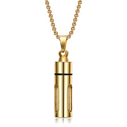 Golden 316L Surgical Stainless Steel Urn Ashes Pendants, Column, Golden, 59x13mm, Hole: 8x6mm