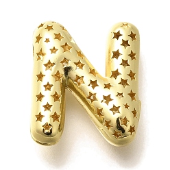 Letter N Полые медные подвески, стойки покрытие, долговечный, без кадмия и без свинца, письмо амулеты, Письмо N, 20.5x17x8 мм, отверстие : 4.7x3 мм