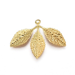 Golden Iron Pendants, Leaf, Golden, 22.7x32x0.5mm, Hole: 1.2mm