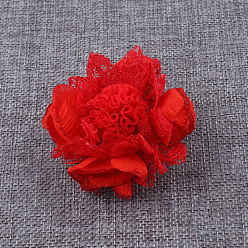 Rouge Fleur en tissu pour accessoires de cheveux diy, fleurs d'imitation pour chaussures et sacs, rouge, 65mm