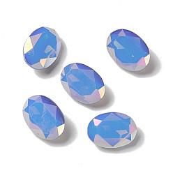 Воздушный Синий Опал Светлая гальваническая пластина в стиле ab k9 стеклянные кабошоны со стразами, задние и задние, граненые, овальные, воздушный синий опал, 14x10x5 мм