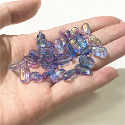 Colorful Transparent Czech Glass Beads, Pakchoi, Colorful, 11x7mm