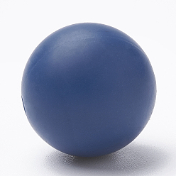 Marine Blue Food Grade Eco-Friendly Silicone Beads, Round, Marine Blue, 14~15mm, Hole: 2mm