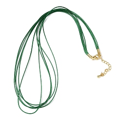 Темно-Зеленый 1мм вощеный шнур 5-образное ожерелье, с латунными выводами и 304 застежками из лобстера из нержавеющей стали, золотые, темно-зеленый, 18.90 дюйм (48 см)