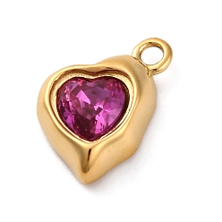 Танзания 304 подвески из нержавеющей стали с подвесками из стразов, ионное покрытие (ip), сердце, реальный 14 k позолоченный, танзанитом, 15x11.5x4 мм, отверстие : 1.8 мм
