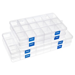 Clear Plastic Bead Containers, Rectangle, Clear, 24.2~32.7x15.5~15.7x3~3.1cm, 4pcs/set