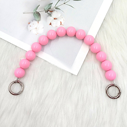 Pink Plastic Phone Case Chain Beaded Strap, Short Handbag Chain Strap, with Spring Rings, for DIY Phone Case and Bag Accessories, Pink, 30x1.8cm