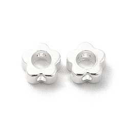 925 Sterling Silver Plated Brass Bead Frame, Lead Free & Cadmium Free, Long-Lasting Plated, Flower, 925 Sterling Silver Plated, 5.5x6x3mm, Hole: 0.5mm
