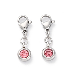 Роза 304 из нержавеющей стали горный хрусталь подвески, застежка когтя омара, роза, 23 мм