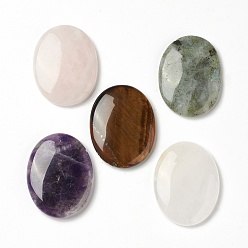 Смешанные камни Натуральные смешанные драгоценные камни, Камень беспокойства для терапии беспокойства, овальный большой палец, 45x34~35x7~8.5 мм