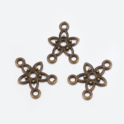 Antique Bronze Chandelier Component Links, 3 Loop Connectors, Lead Free and Cadmium Free, Alloy, Star, Antique Bronze Color, about 17.5mm long, 12mm wide, 2mm thick, hole: 1.5mm