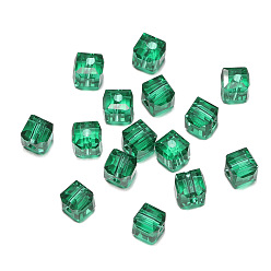 Sea Green Transparent Acrylic Beads, Faceted Cube, Sea Green, 8x8x8mm, Hole: 1.5mm, 50pcs/bag