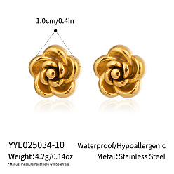 Настоящее золото 18K 304 серьги из нержавеющей стали, реальный 18 k позолоченный, 10 мм