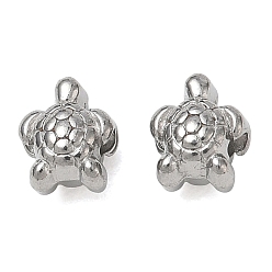 Stainless Steel Color 304 Stainless Steel Beads, Textured Tortoise, Stainless Steel Color, 7.5x6x5mm, Hole: 1.4mm