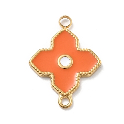 Оранжевый 304 эмалированные подвески из нержавеющей стали, цветок ссылки, ионное покрытие (ip), реальный 14 k позолоченный, оранжевые, 24x18x2 мм, отверстие : 2 мм