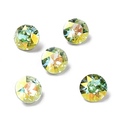 Light Chrysolite AB Стеклянные кабошоны со стразами в стиле AB, задние и задние, алмаз, светлый хризолит ab, 10x6.5 мм
