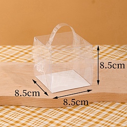 Clear Foldable Transparent PET Cakes Boxes, Portable Dessert Bakery Boxes, Rectangle, Clear, 8.5x8.5x8.5cm