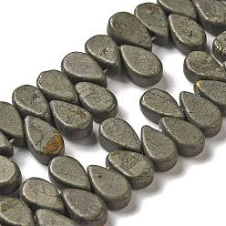 Pyrite Natural Pyrite Beads Strands, Teardrop, Top Drilled, 9~10x5~5.5x3.5~4mm, Hole: 0.7mm, about 40~48pcs/strand, 7.09~7.28''(18~18.5cm).