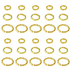 Golden 90Pcs 3 Styles Iron Open Jump Rings, Nickel Free, Twist Ring, Golden, 6~10x1.2mm, Inner Diameter: 3.5~7.5mm, 30pcs/style