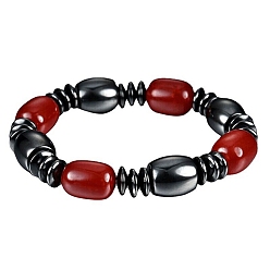 Red Synthetic Hematite Beaded Stretch Bracelets, Red, 14x15x6mm
