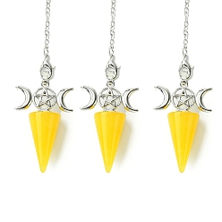Топаз Нефрит Натуральный топаз, нефритовый конус, биолокационный маятник, большие подвески, с тройным лунным реечным покрытием, фурнитура из латуни с платиновым покрытием, без кадмия и без свинца, 220~230 мм, отверстие : 1.5~2 мм