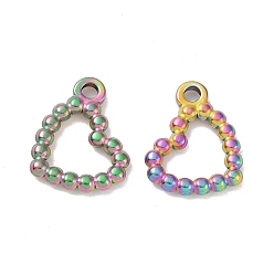 Rainbow Color Ионное покрытие (ip) 304 брелоки из нержавеющей стали, сердце, Радуга цветов, 14x11x2 мм, отверстие : 1.6 мм