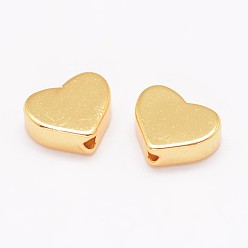 Golden Brass Beads, Cadmium Free & Nickel Free & Lead Free, Heart, Golden, 6x7x2.5mm, Hole: 1mm