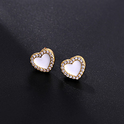 03 Minimalist Gold-plated Zircon Drop Oil Love Heart Earrings - Delicate, Daily, Lightweight.