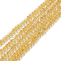 Goldenrod Transparent Electroplate Glass Beads Strands, AB Color Plated, Faceted Bicone, Goldenrod, 4.5x4mm, Hole: 0.7mm, about 88~92pcs/strand, 13.50~14.06 inch(34.3~35.7cm)