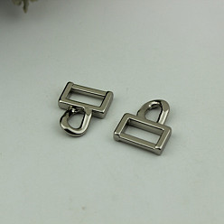 Platinum Zinc Alloy Side Clip Buckles Nail Rivet Connector Clasp, for Bag Hanger, Platinum, 21.5mm, Hole: 5mm, Inner Diameter: 16x20mm