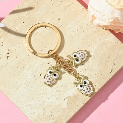 Pink Брелок из эмалевого сплава, с железной фурнитурой, сова, розовые, 7.6 см