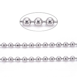 Stainless Steel Color Non-Tarnish 3.28 Feet 304 Stainless Steel Ball Chains, Stainless Steel Color, 2mm