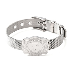 Letter F 304 Браслеты-цепочки из нержавеющей стали для часов (женские и мужские), овальный с буквой, цвет нержавеющей стали, Буква F, 8.54 дюйм (21.7 см)