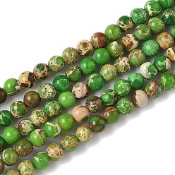 Темно-Зеленый Нити бусин из окрашенного натурального регалита/императорской яшмы/морского осадка яшмы, круглые, темно-зеленый, 3 мм, отверстие : 1.2 мм, около 59 шт / нитка, 7.68'' (19.5 см)