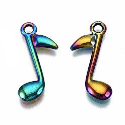 Rainbow Color Rainbow Color Alloy Pendants, Cadmium Free & Lead Free, Musical Note, 24x14.5x2mm, Hole: 2mm