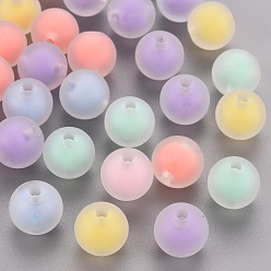 Mixed Color Transparent Acrylic Beads, Frosted, Bead in Bead, Round, Mixed Color, 11.5x11mm, Hole: 2mm, about 520pcs/500g