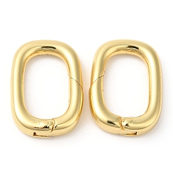 Real 18K Gold Plated Brass Spring Gate Rings, Oval, Cadmium Free & Lead Free, Long-Lasting Plated, Real 18K Gold Plated, 18x12.5x4mm