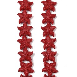 Темно-Красный Нити резных бусин синтетического коралла, морская звезда, темно-красный, 21~21.5x19.5~21x8.5 мм, отверстие : 1 мм, около 20 шт / нитка, 13.39'' (34 см)