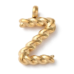 Letter Z 316 Surgical Stainless Steel Pendants & Charms, Golden, Letter Z, 14x8x2mm, Hole: 2mm